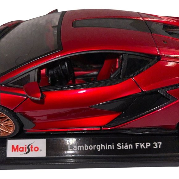 Maisto 1/18 Scale Diecast metal Lamborghini Sian FKP 37 Red Special Edition - Picture 9 of 12